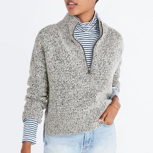 Madewell Marled Half Zip Wool Blend Sweater Gray S